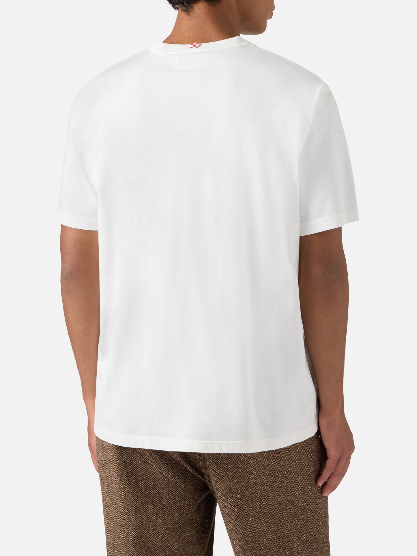 Arnott-Baumwoll-T-Shirt in Weiß mit Auto- und „Nella vita ci vuole classe“-Stickerei