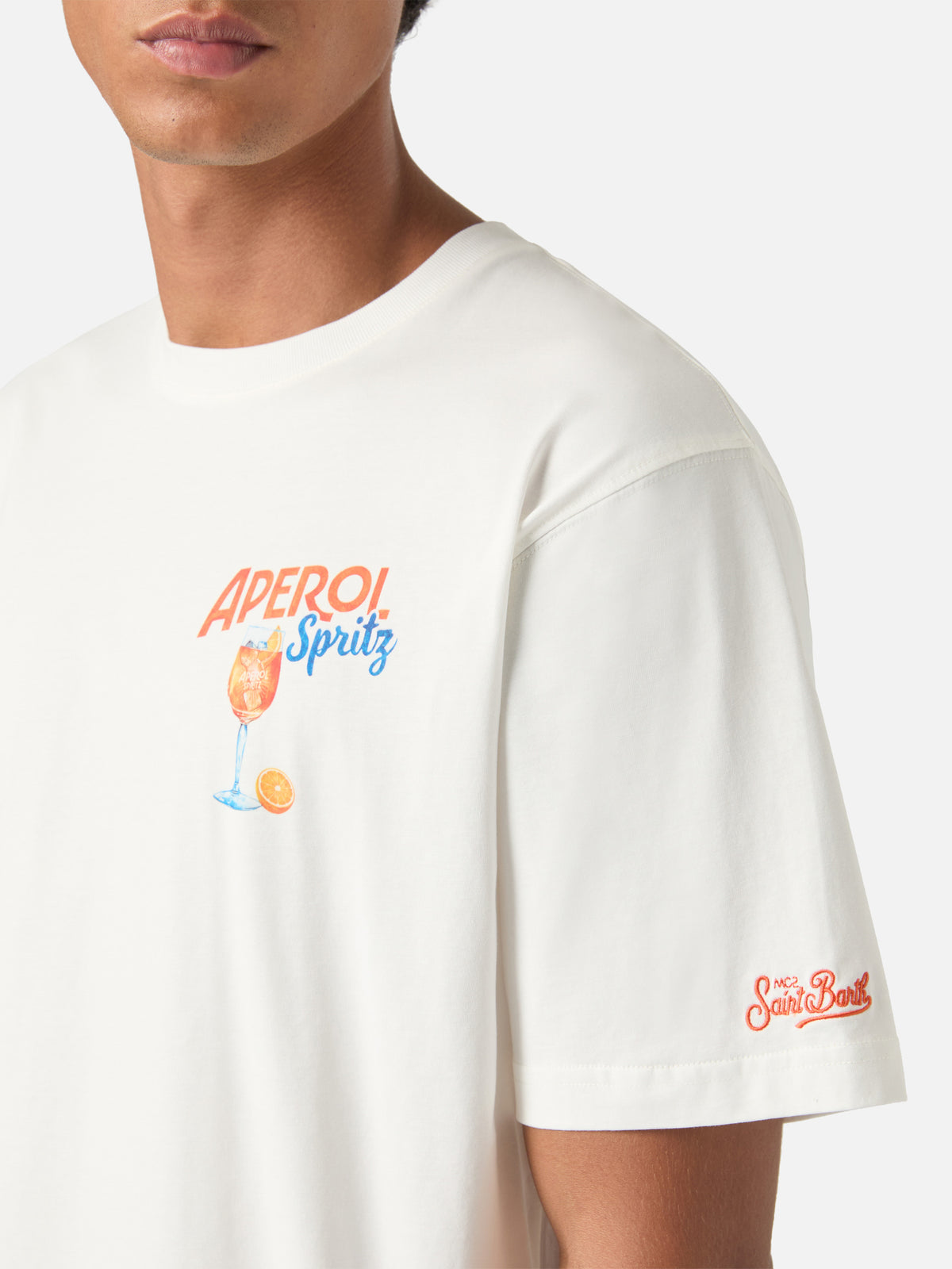 Camiseta de algodón color off white Arnott con estampado Aperol Spritz | Special edition 
