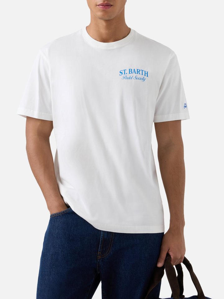 Off white Arnott organic cotton t-shirt with Padel Society print