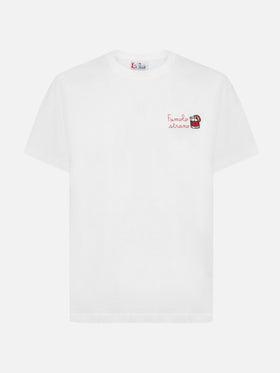 Camiseta Arnott de algodón en blanco con bordado Famolo Strano 