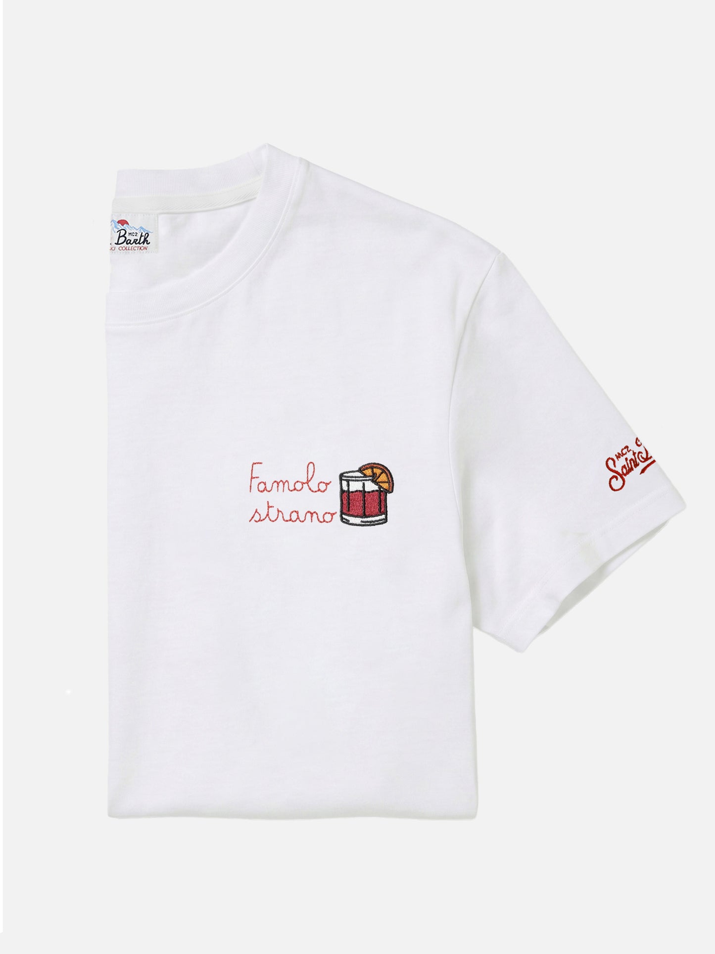 Arnott cotton T-shirt in white with Famolo Strano embroidery
