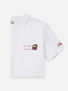 Arnott cotton T-shirt in white with Famolo Strano embroidery