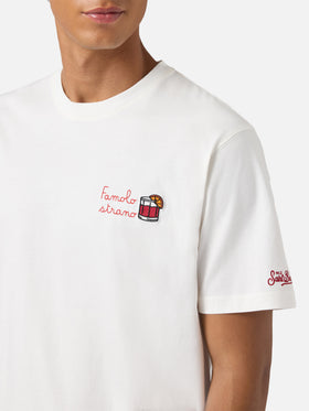 Camiseta Arnott de algodón en blanco con bordado Famolo Strano 