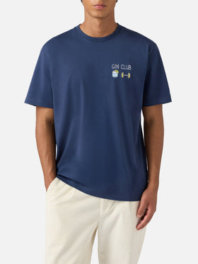Arnott Baumwoll-T-Shirt in Blau mit Gin Club-Stickerei 