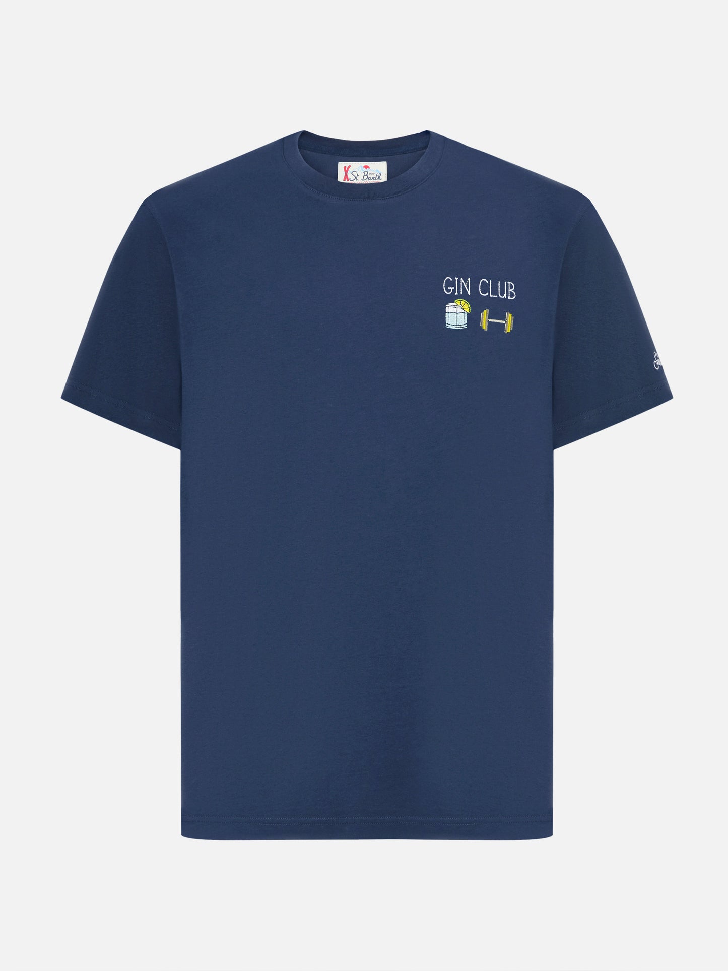 Arnott Baumwoll-T-Shirt in Blau mit Gin Club-Stickerei 