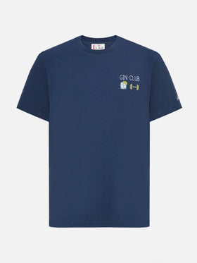 Arnott Baumwoll-T-Shirt in Blau mit Gin Club-Stickerei 