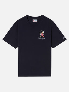 Camiseta de algodón orgánico blue Arnott en azul marino con bordado Night Pigiama | Special edition 
