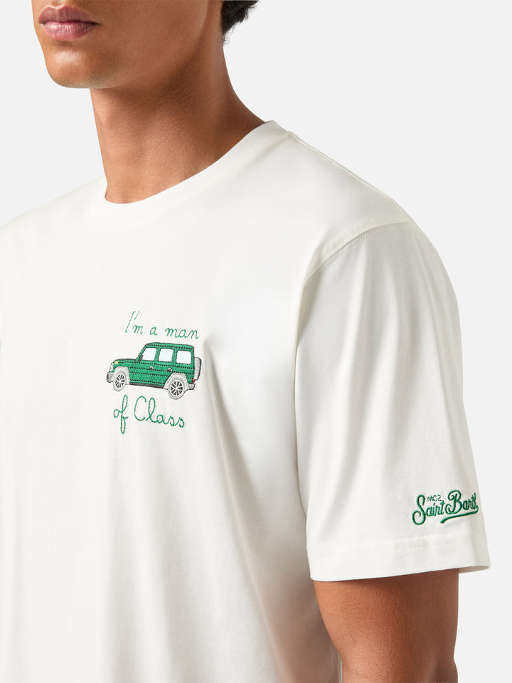 Off white Arnott cotton t-shirt with I'm A Man Of Class embroidery