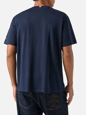 Camiseta de algodón blue Arnott en azul marino con estampado Wall Street | Special edition 