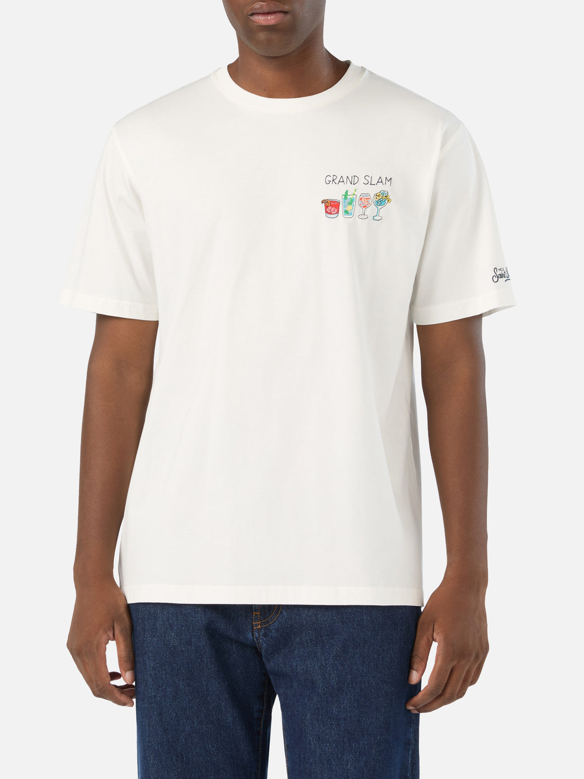 T-shirt off white in cotone Arnott con ricamo Grand Slam