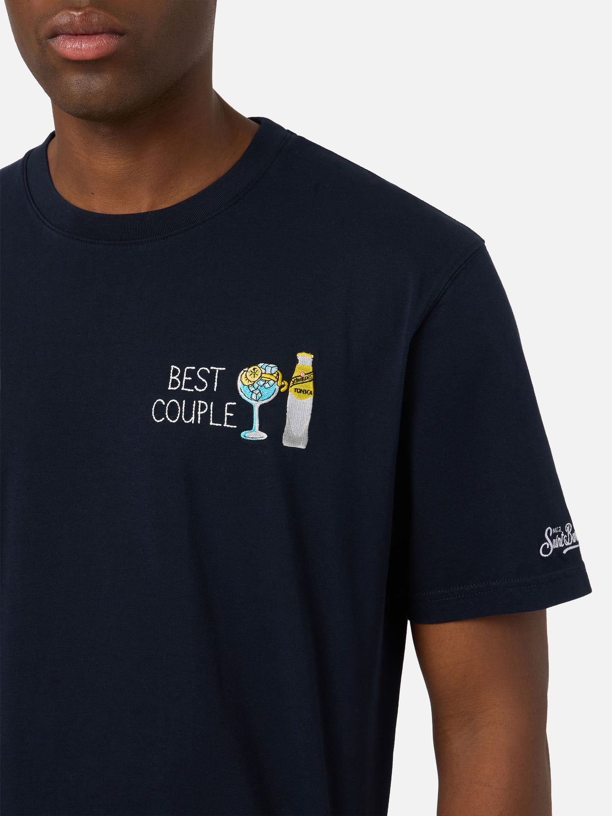 T-shirt Arnott blu navy in cotone con ricamo I Only Need Gin | Special edition
