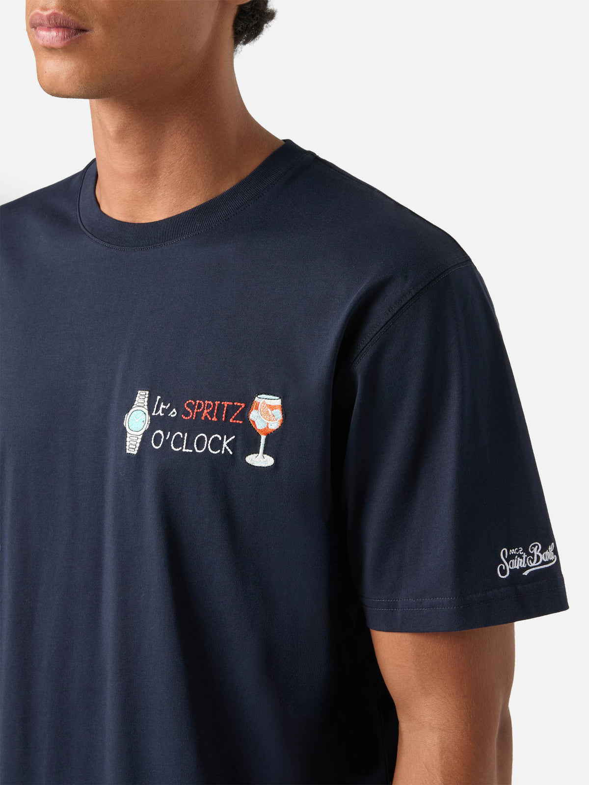Camiseta de algodón Navy blue Arnott con bordado It's Spritz O'Clock 