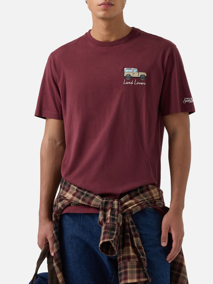 T-shirt Arnott Warm bordeaux in cotone organico con stampa e ricamo Land Lover