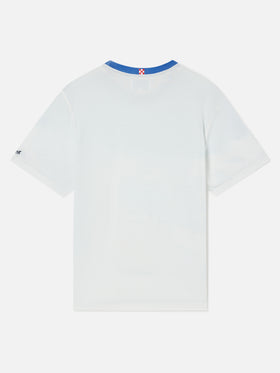 T-shirt bianca in cotone Arnott Warm con stampa all over | Special edition