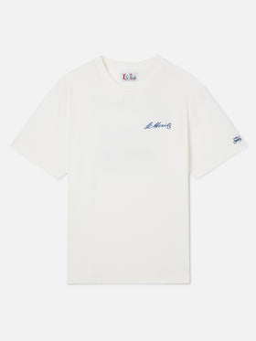 White Arnott Warm organic cotton t-shirt with back St. Moritz print | Special edition