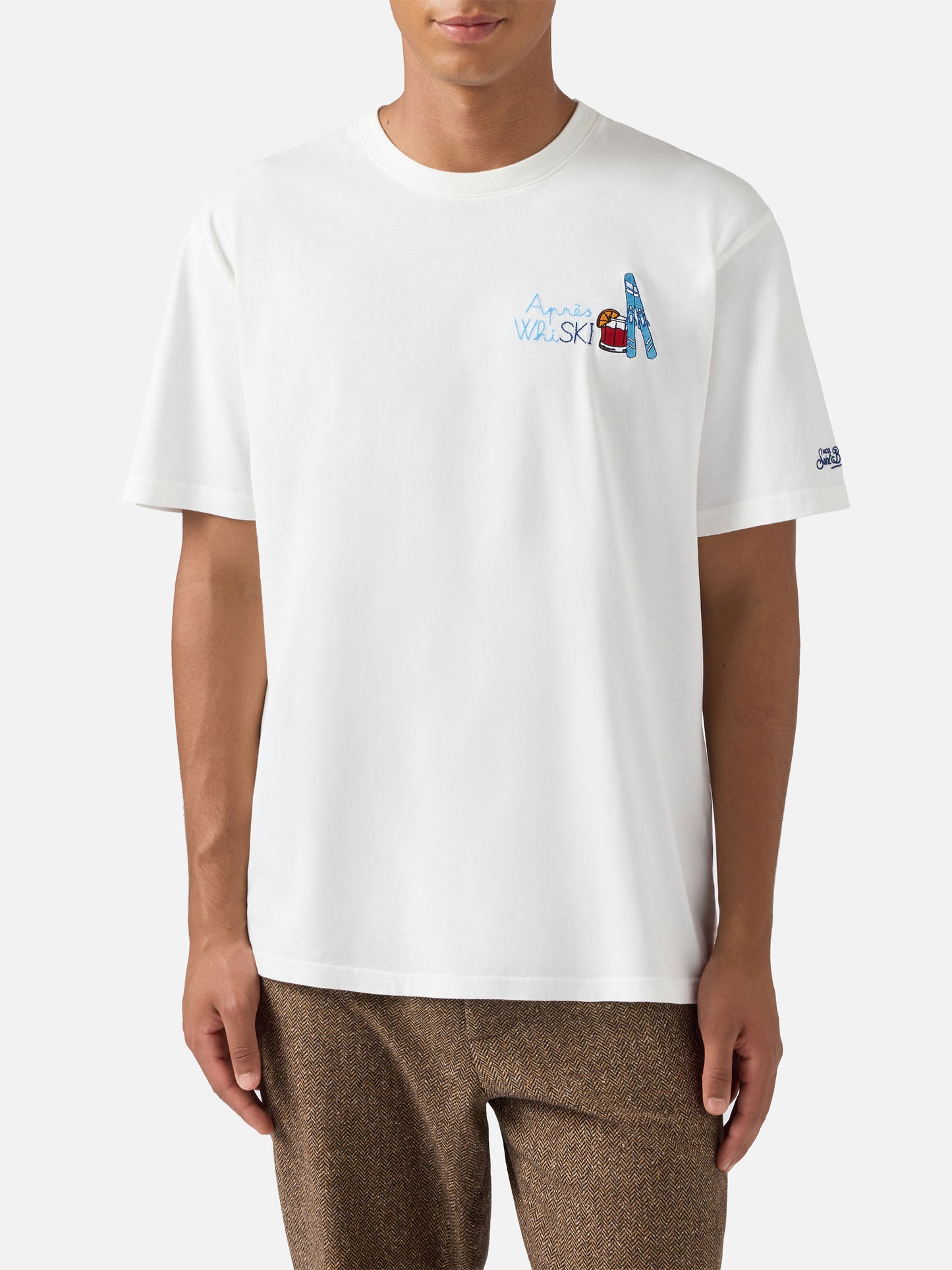 Arnott Camiseta de algodón cálido de invierno en blanco con bordado Après Ski 