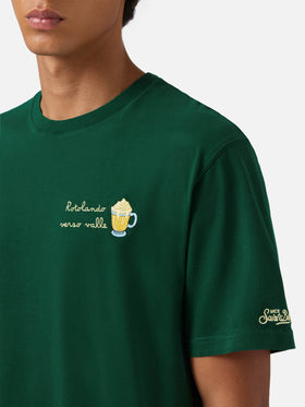 Grünes, warmes Baumwoll-T-Shirt von Arnott mit Rotolando verso valle-Stickerei