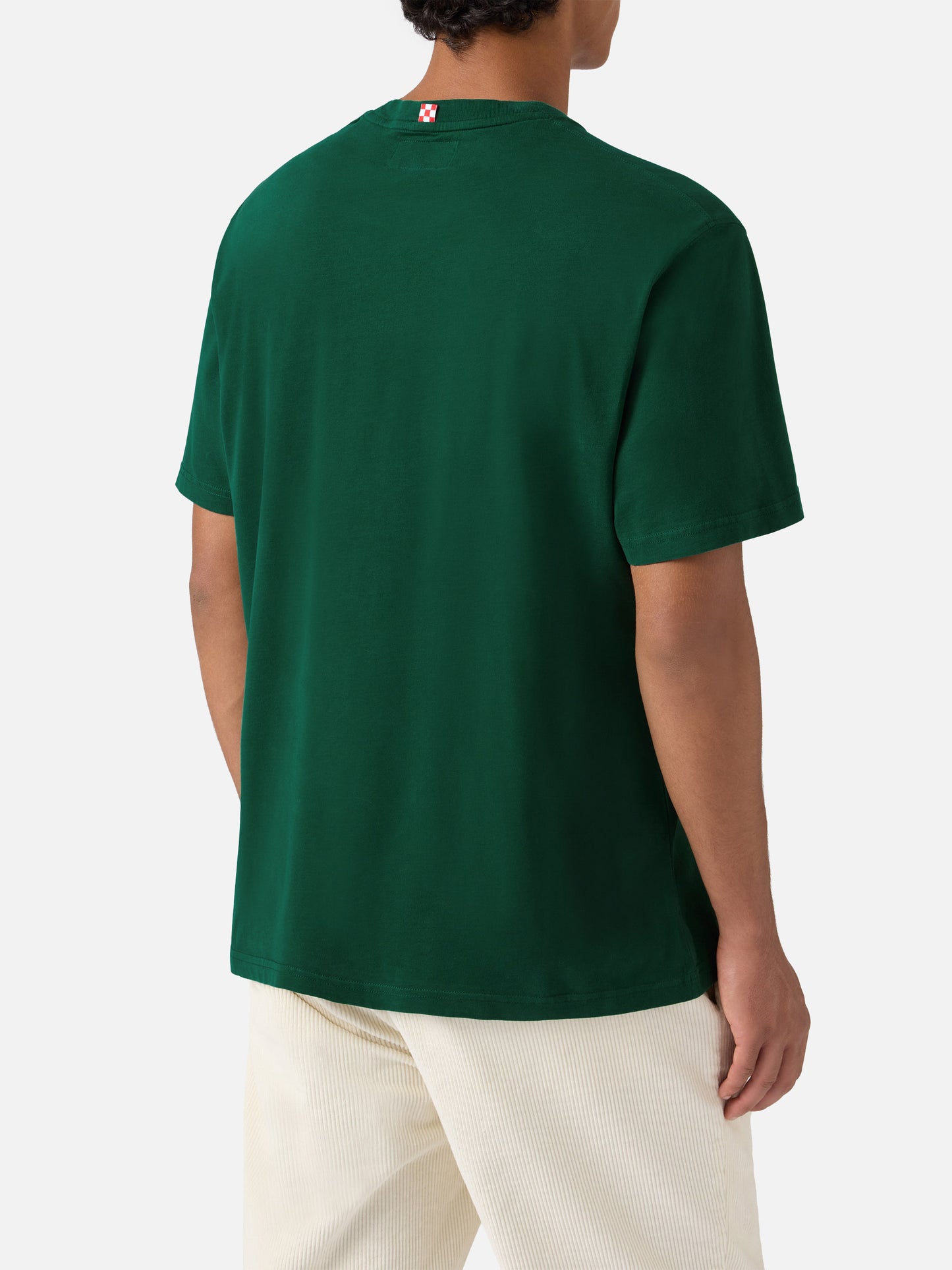 Grünes, warmes Baumwoll-T-Shirt von Arnott mit Rotolando verso valle-Stickerei