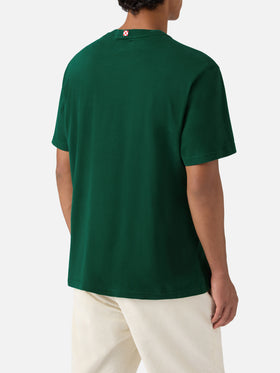 Grünes, warmes Baumwoll-T-Shirt von Arnott mit Rotolando verso valle-Stickerei