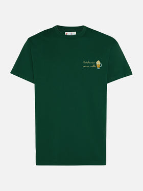 Grünes, warmes Baumwoll-T-Shirt von Arnott mit Rotolando verso valle-Stickerei