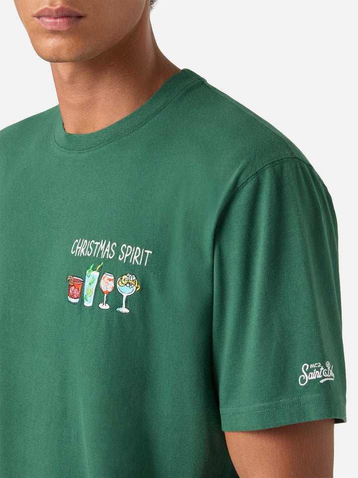 T-shirt en coton chaud vert Arnott avec broderie Christmas Spirit 