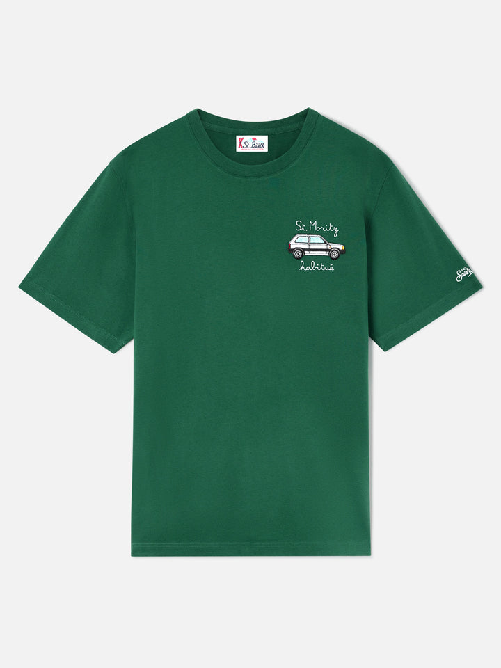 T-shirt vert en coton chaud avec broderie St. Moritz Habitué | Special edition Arnott 