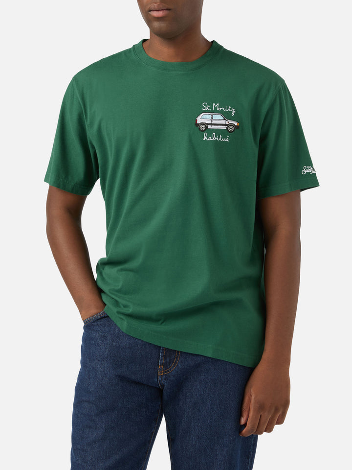 T-shirt vert en coton chaud avec broderie St. Moritz Habitué | Special edition Arnott 