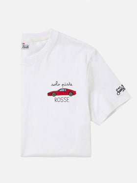 Camiseta de cuello redondo Arnott en blanco con bordado Solo Piste Rosse 