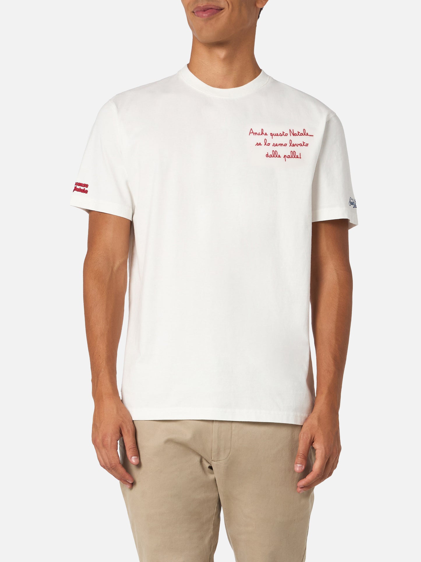Man heavy cotton t-shirt Arnott with Anche questo Natale... embroidery | VACANZE DI NATALE SPECIAL EDITION - MC2 Saint Barth