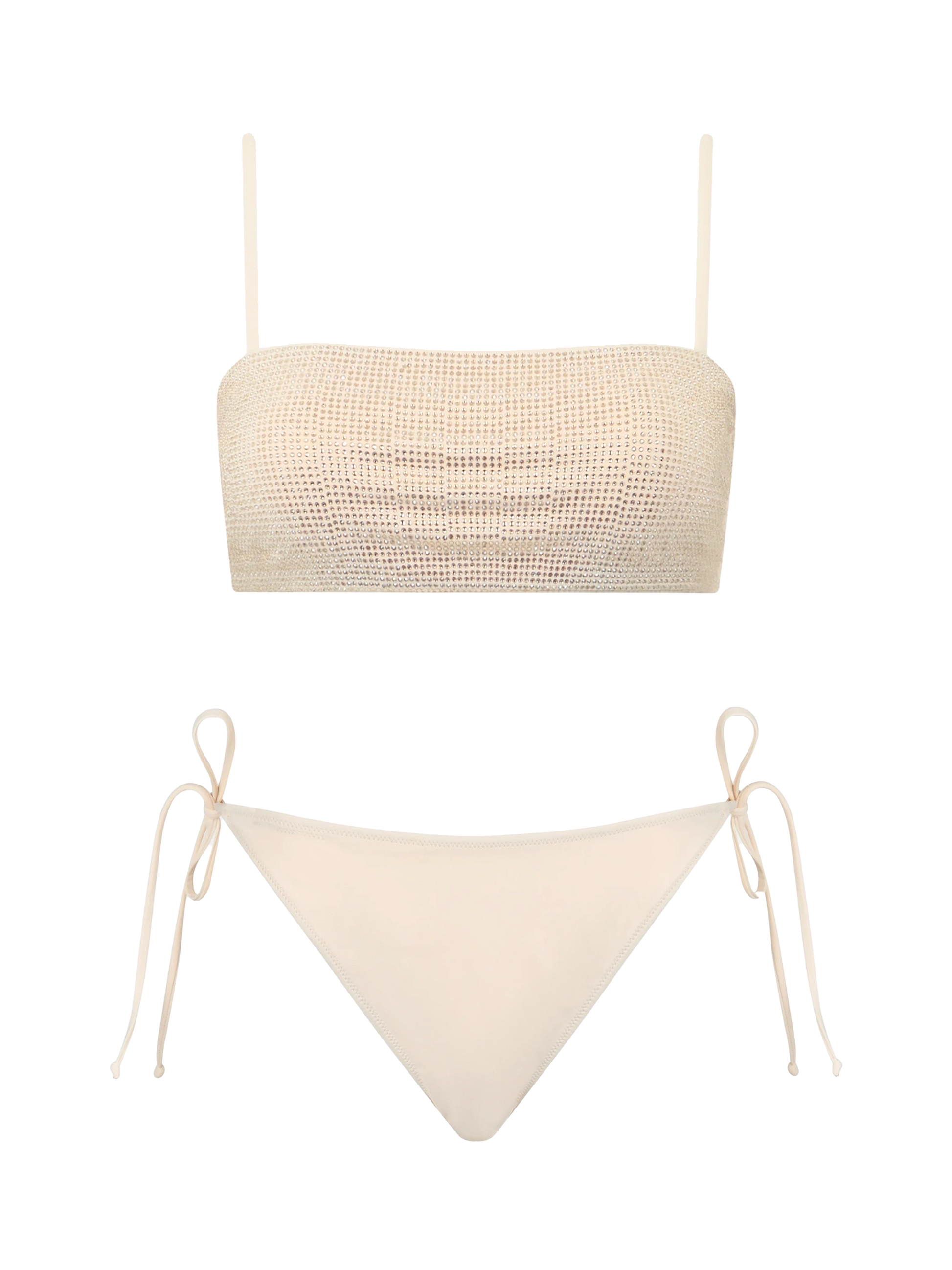 Woman beige bandeau bikini Athena Virgo with rhinestones - MC2 Saint Barth