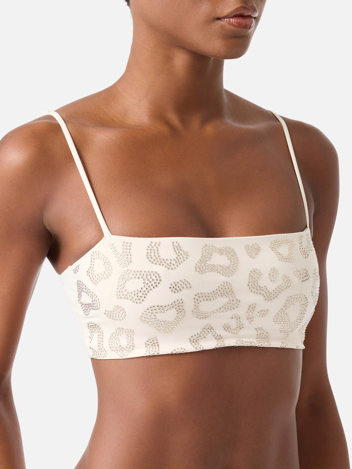 Athena Animalier-Bandeau-Bikinioberteil mit Strasssteinen 