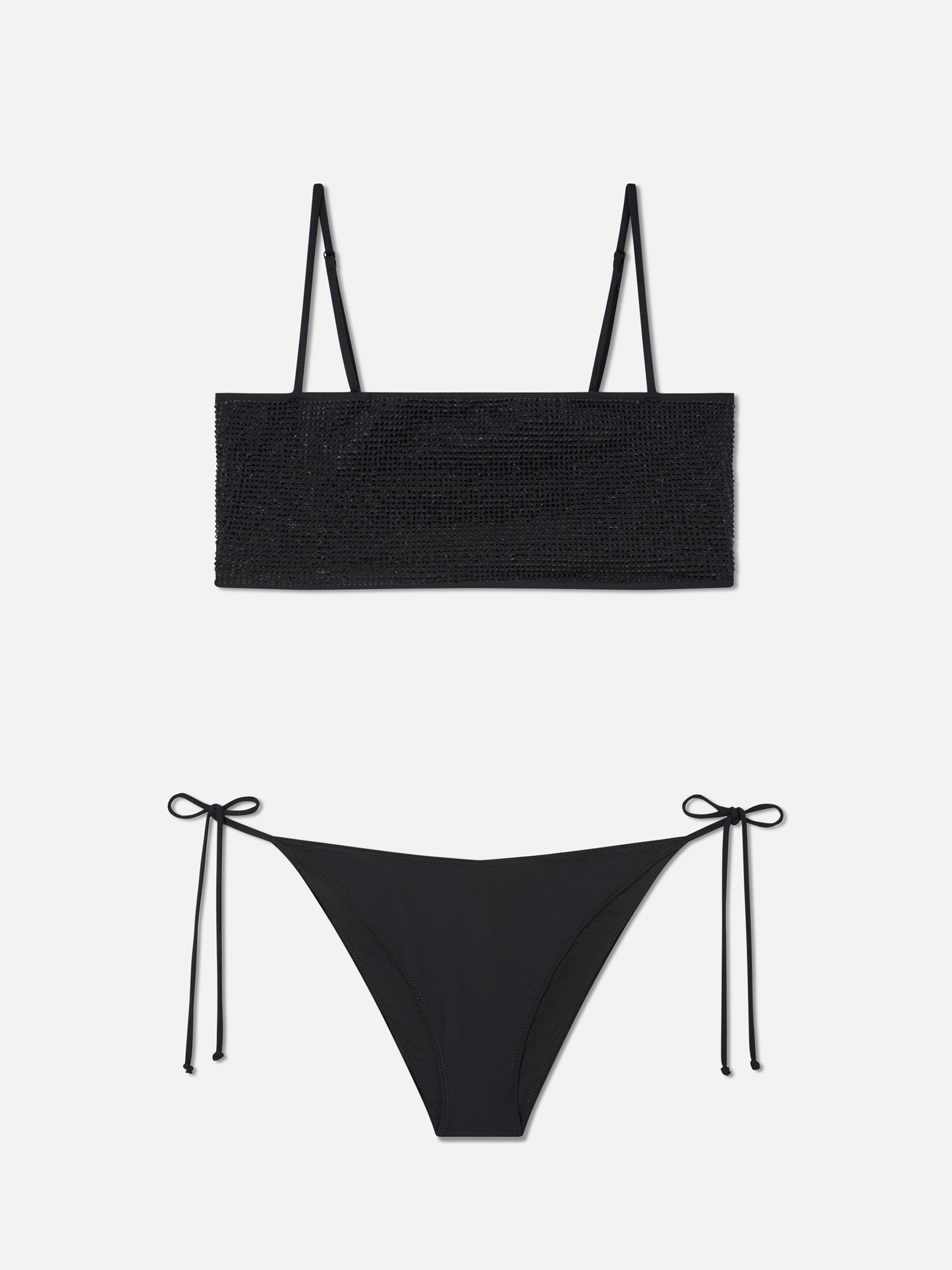 Athena Virgo schwarzer Bandeau-Bikini mit Strasssteinen 