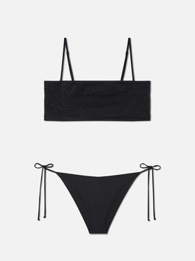 Athena Virgo schwarzer Bandeau-Bikini mit Strasssteinen 