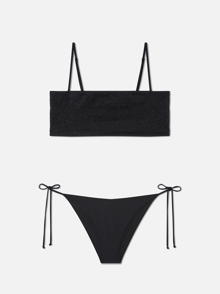 Athena Virgo schwarzer Bandeau-Bikini mit Strasssteinen 