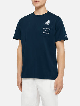 Cotton t-shirt Austin with embroidery and watch print - MC2 Saint Barth