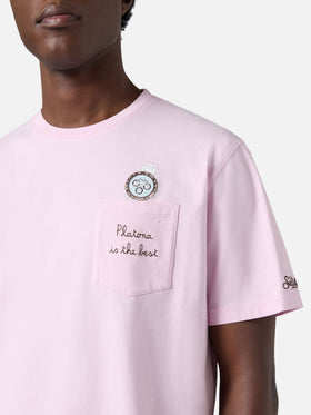 Camiseta Austin rosa con bordado watch y Platona Is The Best 