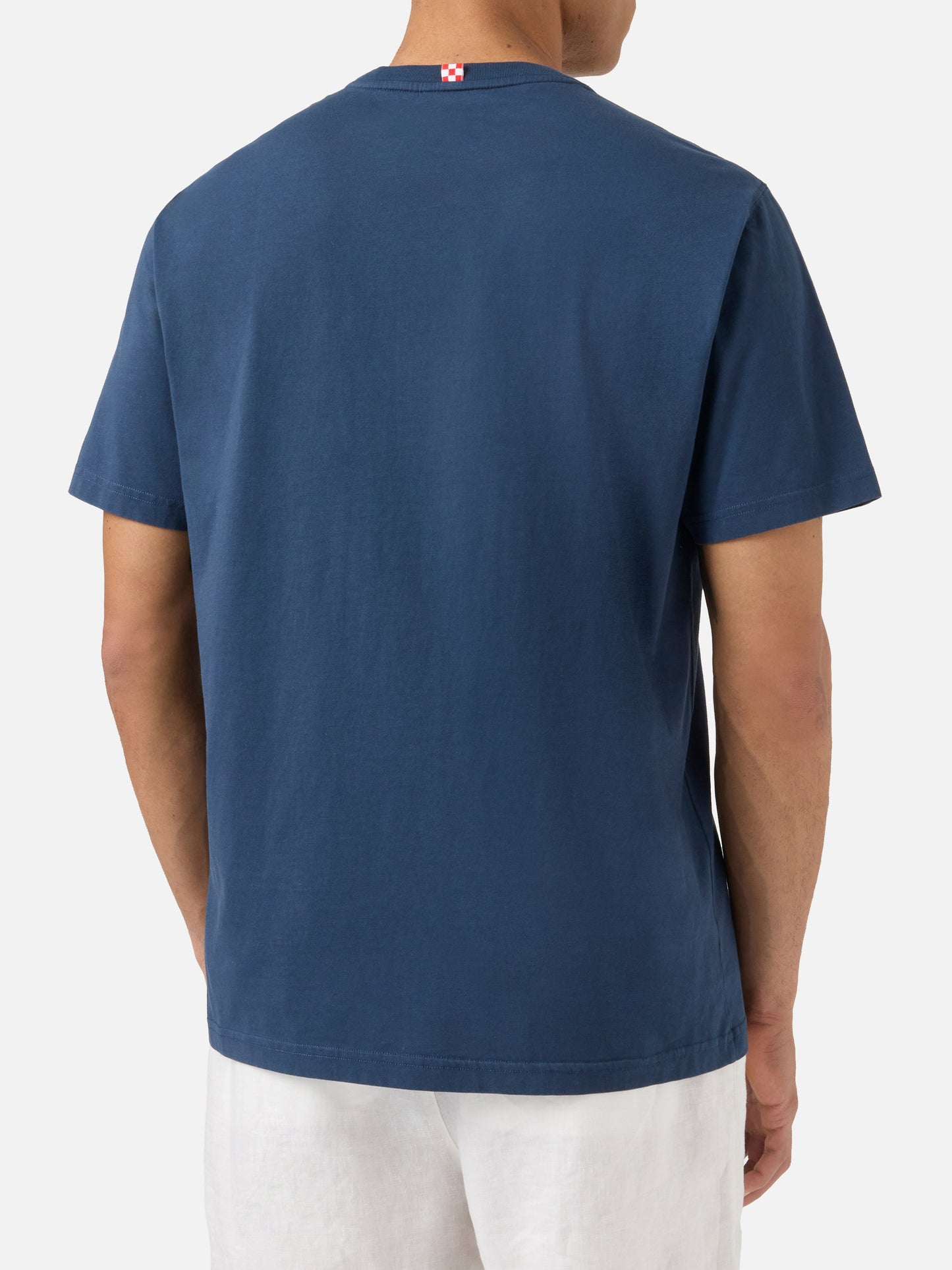 Camiseta Austin azul con bordado de reloj y Do You Want A Cola? 