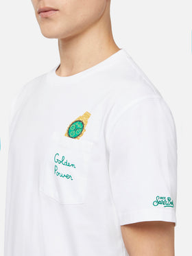 Cotton t-shirt Austin with embroidery and watch print - MC2 Saint Barth