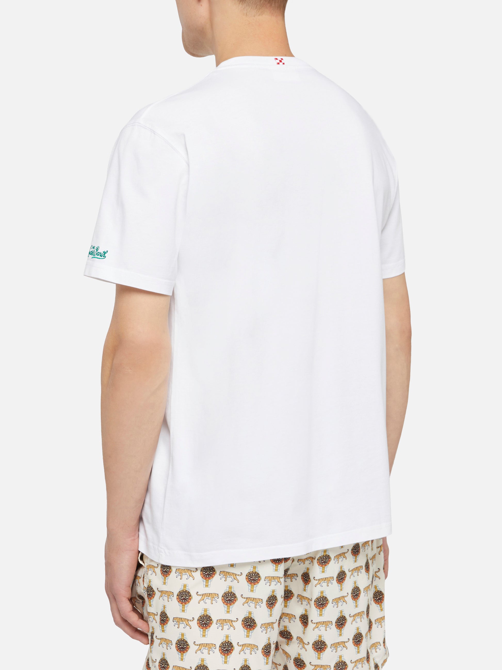 Cotton t-shirt Austin with embroidery and watch print - MC2 Saint Barth