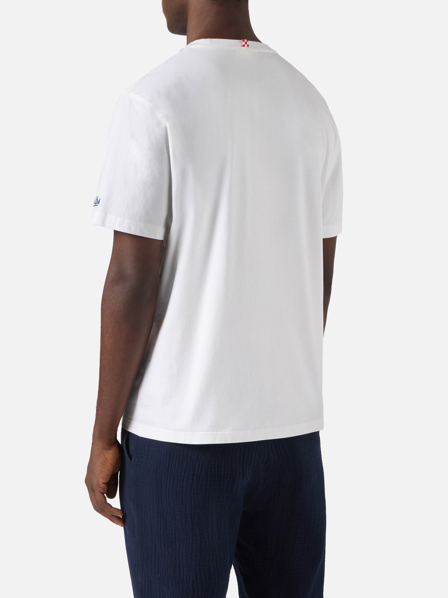 T-shirt Austin blanche avec montre et broderie Ostriche e Bollicine 