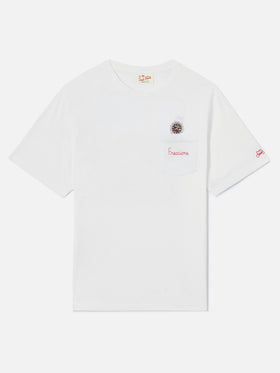 T-shirt Austin blanc avec broderie montre et Freccione 