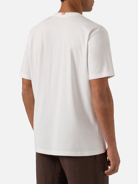 White Austin t-shirt with watch and Coke Is Too Expensive embroidery