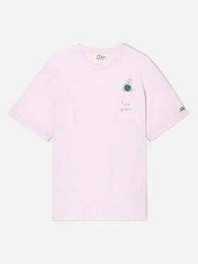 T-shirt Austin rose avec broderie montre et I Am Green 