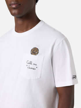 Camiseta Austin blanca con reloj y bordado Call Me James 