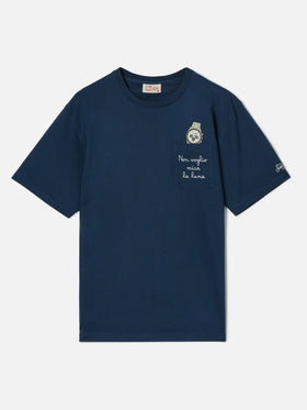 T-shirt Austin bleue avec montre et broderie Non Voglio Mica La Luna 