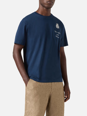 T-shirt Austin bleue avec montre et broderie Non Voglio Mica La Luna 