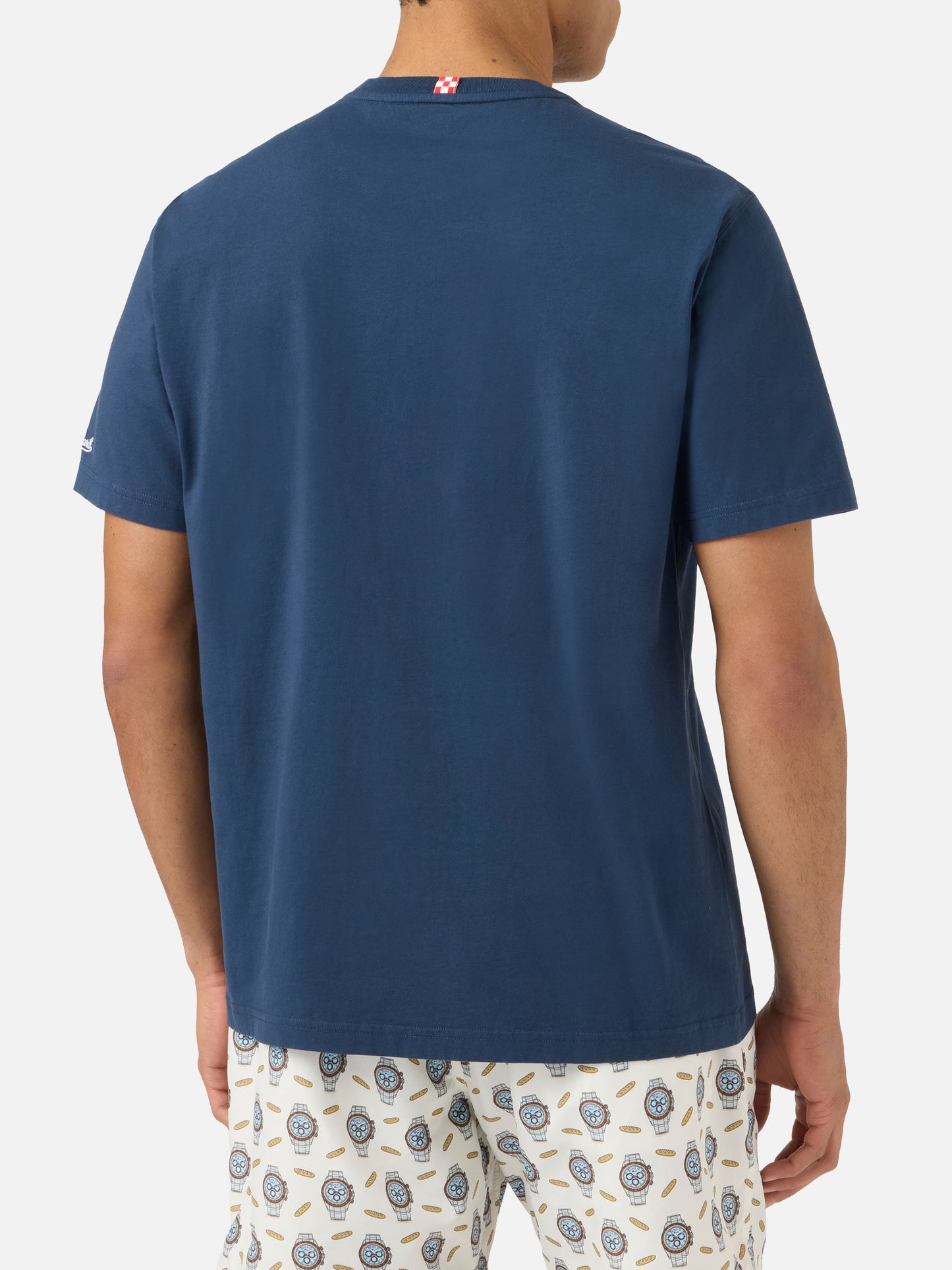T-shirt Austin bleu avec broderie montre et « My Reseller Is Different » 