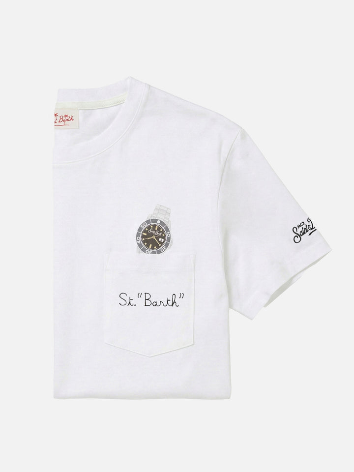 Camiseta Austin blanca con reloj y bordado St. Bart 