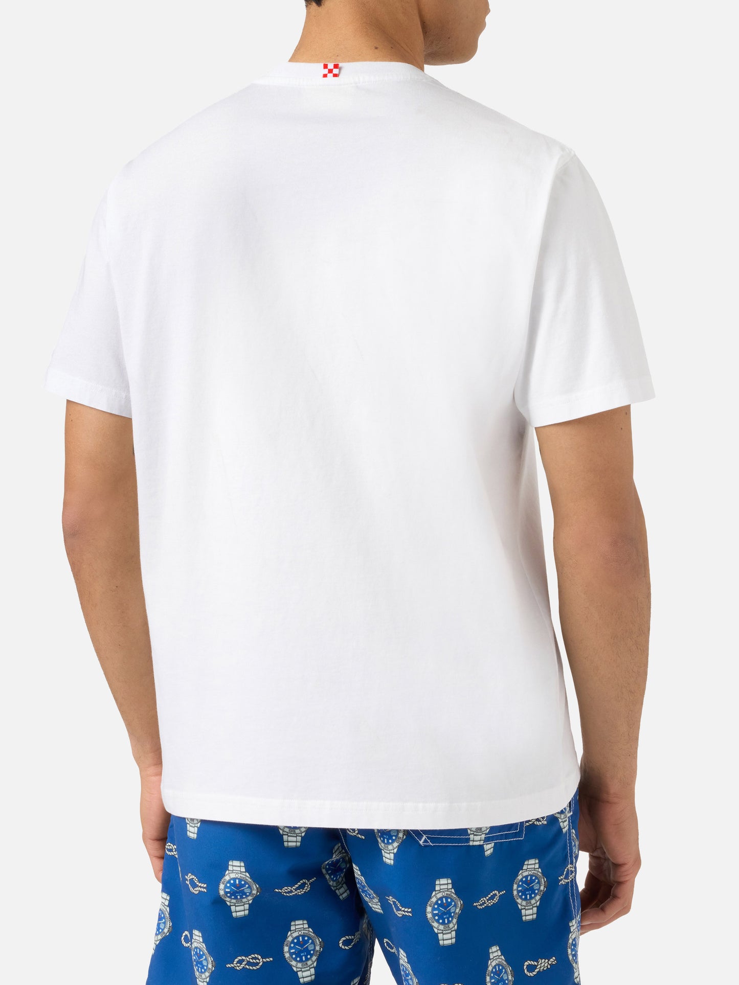 White Austin t-shirt with watch and Starduchs embroidery