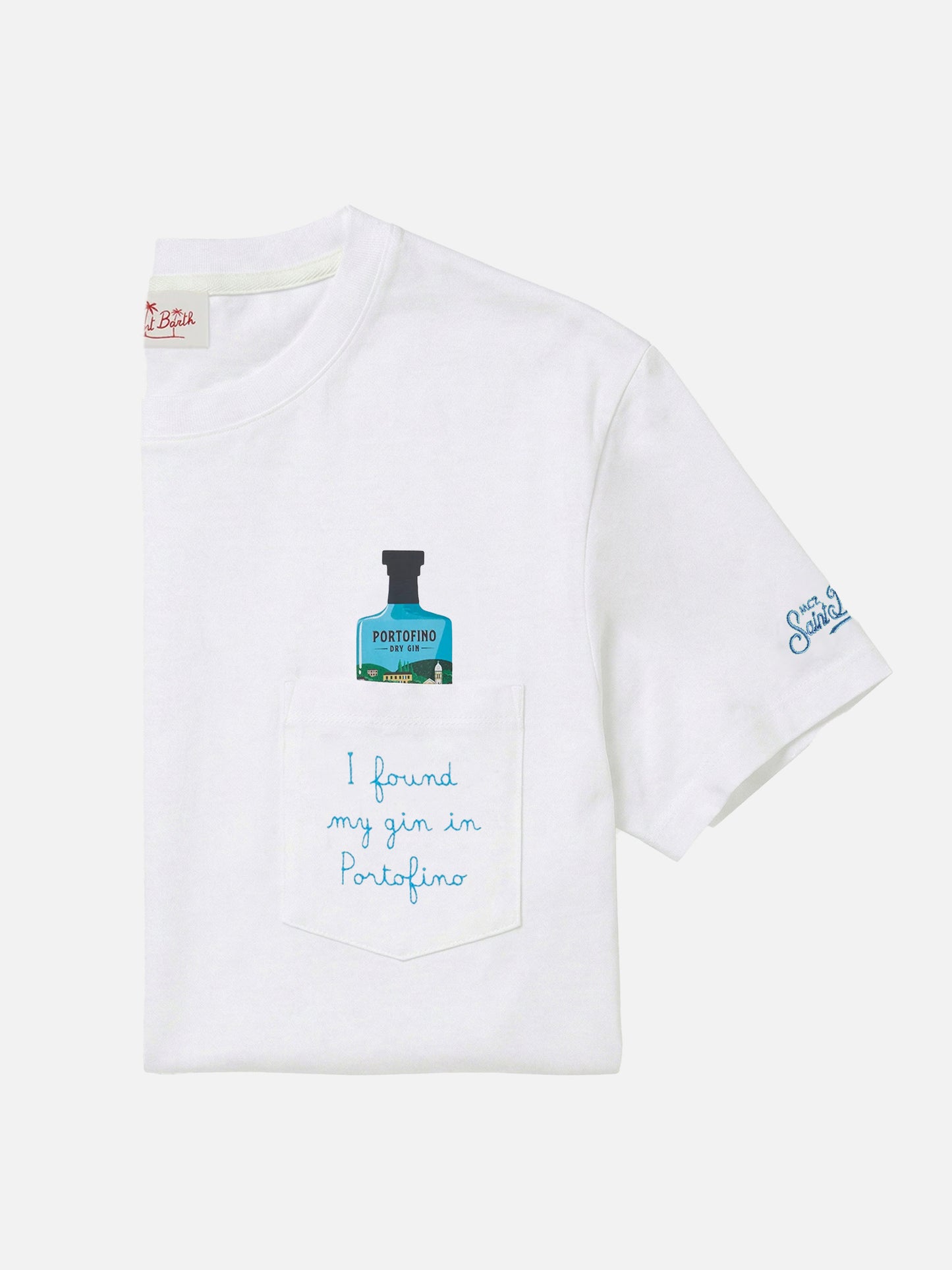 White Austin t-shirt with Portofino Dry Gin embroidery | PORTOFINO GIN SPECIAL EDITION